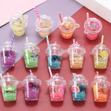 10pcs Mixed Fruit Juice Lemon Drink Cup Charms Pendant DIY Earrings Keychain