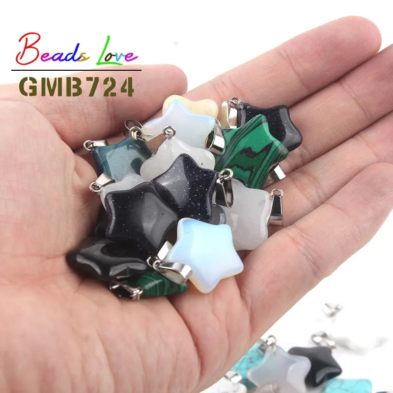 10pcs Mixed Stone Charms Pendants for Jewelry Making