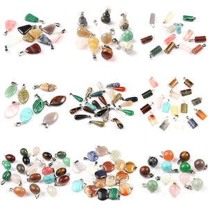 10pcs Mixed Stone Charms Pendants for Jewelry Making