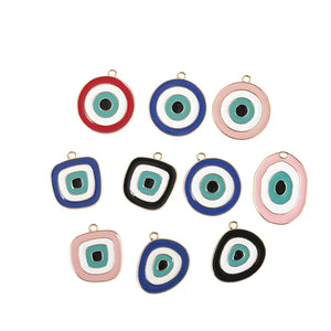 10pcs Mixed Blue Eye Charms Geometry Shape Pendants DIY Necklaces Jewelry Findin