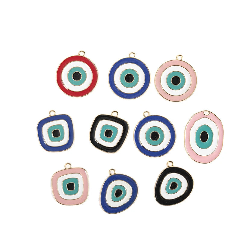 10pcs Mixed Blue Eye Charms Geometry Shape Pendants DIY Necklaces Jewelry Findin