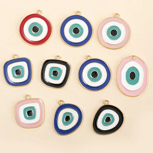 10pcs Mixed Blue Eye Charms Geometry Shape Pendants DIY Necklaces Jewelry Findin