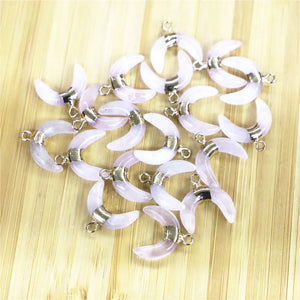 10pcs Moon Shape Natural Stone Agates Pendants for DIY Jewelry Making