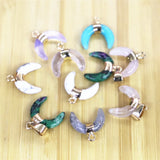 10pcs Moon Shape Natural Stone Agates Pendants for DIY Jewelry Making