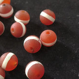 10pcs Natural Agate Dzi Ball Line Red Frosted Pattern Amulet Gem