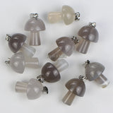 10pcs Gray Agate Stone Mushroom Pendant Beads Reiki Chakra Healing Gemstone