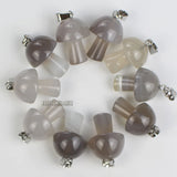 10pcs Gray Agate Stone Mushroom Pendant Beads Reiki Chakra Healing Gemstone