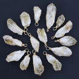 10pcs Raw Ore Stone Golden Necklace Aroma Pendant Women Diy Fashion Charm