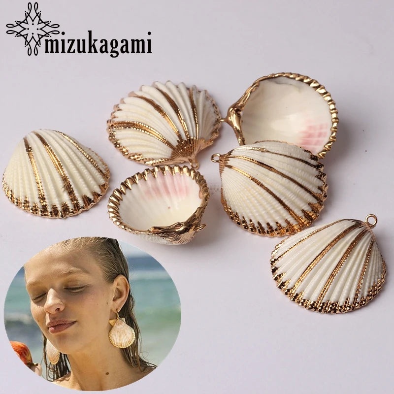 10pcs Natural Shell Conch Charms Pendant DIY Jewelry Earrings Accessories