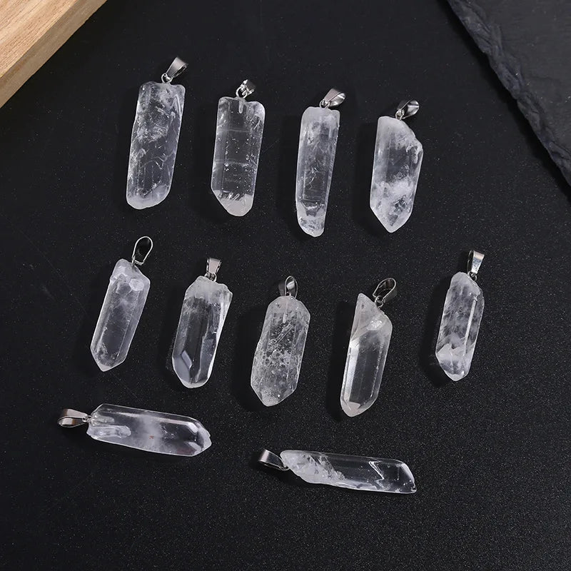 10pcs Irregular Rough Quartz Crystal Charms for Jewelry Making