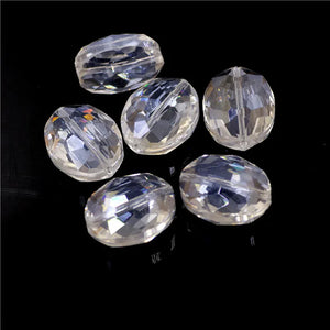 10pcs Natural Stone Bovine Eyes Glass Beads 16x20mm Oval Faceted DIY Jewelry