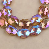 10pcs Natural Stone Bovine Eyes Glass Beads 16x20mm Oval Faceted DIY Jewelry