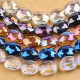 10pcs Natural Stone Bovine Eyes Glass Beads 16x20mm Oval Faceted DIY Jewelry