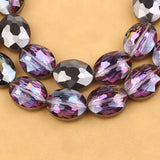 10pcs Natural Stone Bovine Eyes Glass Beads 16x20mm Oval Faceted DIY Jewelry
