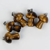 10pcs Tiger's Eye Mushroom Pendant Beads for DIY Necklace