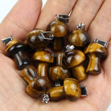 10pcs Tiger's Eye Mushroom Pendant Beads for DIY Necklace