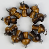 10pcs Tiger's Eye Mushroom Pendant Beads for DIY Necklace