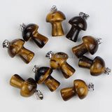 10pcs Tiger's Eye Mushroom Pendant Beads for DIY Necklace
