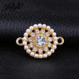 10pcs Natural Zircon Pearl Connectors For DIY Crafts 25x18.5mm