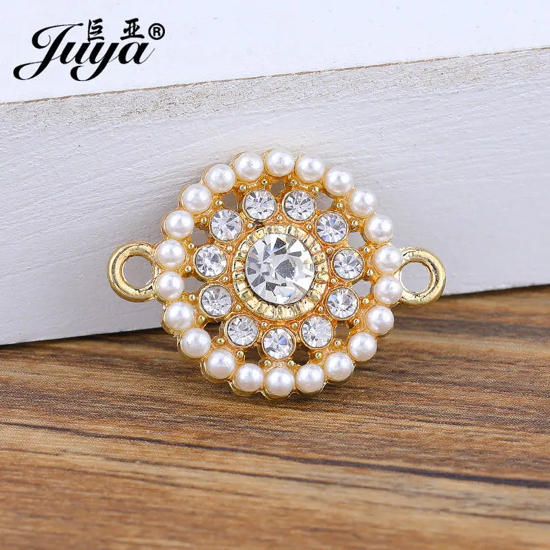 10pcs Natural Zircon Pearl Connectors For DIY Crafts 25x18.5mm
