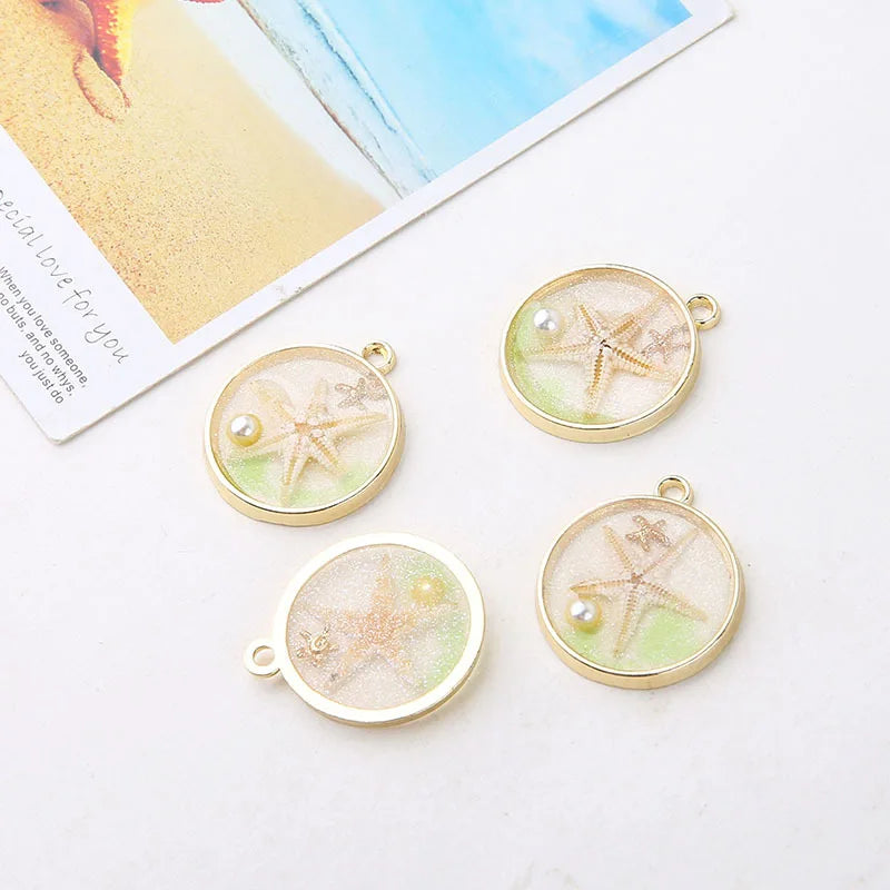 10pcs Nautical Enamel Sea Starfish Shell Charms for DIY Jewelry