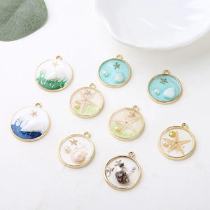 10pcs Nautical Enamel Sea Starfish Shell Charms for DIY Jewelry