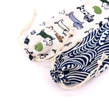 10pcs Navy Wave Cloth Linen Bags 6x27cm Drawstring Pouches for Travel Toothbrush