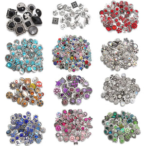 10pcs/lot 12MM Snap Jewelry Rhinestone Metal Buttons for Bracelet Earrings