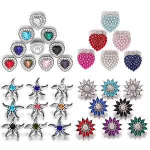 10pcs Crystal Heart Flower Mini 12mm Snap Buttons