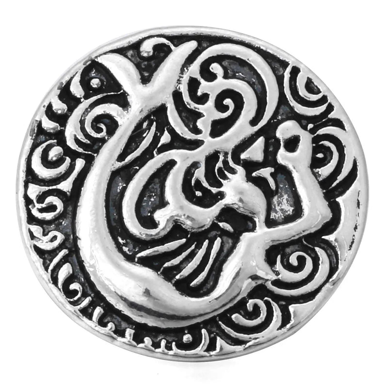 10pcs 18mm Beauty Mermaid Metal Snap Buttons Bracelet DIY Snap Jewelry