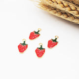 10pcs Enamel Strawberry Charms for Bracelet DIY Jewelry