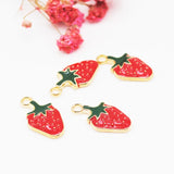 10pcs Enamel Strawberry Charms for Bracelet DIY Jewelry