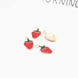 10pcs Enamel Strawberry Charms for Bracelet DIY Jewelry