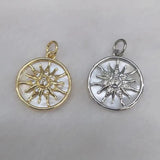 10pcs Silver Plated Natural Shell Sunflower Charms