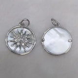 10pcs Silver Plated Natural Shell Sunflower Charms