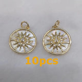 10pcs Silver Plated Natural Shell Sunflower Charms