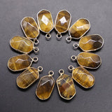 10pcs Natural Stone Golden Plated Pendants Reiki Charms Agates Necklace DIY