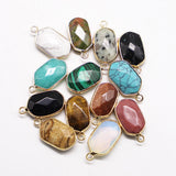 10pcs Natural Stone Golden Plated Pendants Reiki Charms Agates Necklace DIY