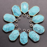 10pcs Natural Stone Golden Plated Pendants Reiki Charms Agates Necklace DIY