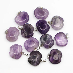 10pcs Natural Stone Amethyst Heart Pendant Necklaces Charms Jewelry
