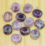 10pcs Natural Stone Amethyst Heart Pendant Necklaces Charms Jewelry