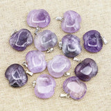 10pcs Natural Stone Amethyst Heart Pendant Necklaces Charms Jewelry