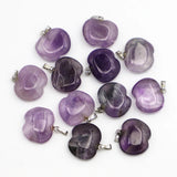 10pcs Natural Stone Amethyst Heart Pendant Necklaces Charms Jewelry