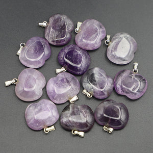 10pcs Natural Stone Amethyst Heart Pendant Necklaces Charms Jewelry