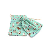 10pcs Printed Card Cotton Bag 3 Colors Jewelry Earring Storage 13x18cm