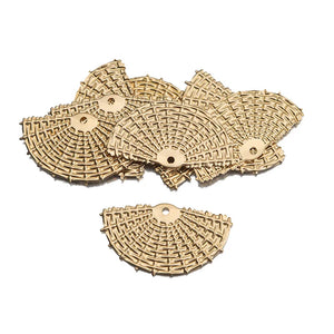 10pcs Raw Brass Rattan Weaving Fan Shape Pendants for DIY Earring Jewelry Making