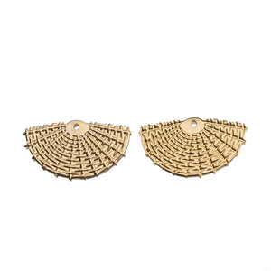 10pcs Raw Brass Rattan Weaving Fan Shape Pendants for DIY Earring Jewelry Making