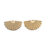 10pcs Raw Brass Rattan Weaving Fan Shape Pendants for DIY Earring Jewelry Making