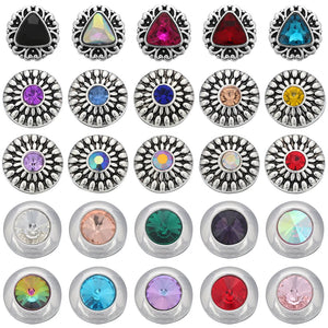 10pcs Mini Crystal Rhinestone 12mm Metal Snaps Charms for Snap Bracelet