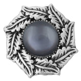 10pcs Cat's Eye Stone Flower 18MM Snap Buttons Vintage Alloy Snap